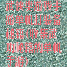 武侠类游戏手游单机打装备秘籍(收集武功秘籍的单机手游)