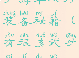 武侠类游戏手游单机打装备秘籍(有很多武功秘籍的武侠手游)