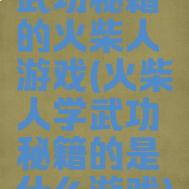 武功秘籍的火柴人游戏(火柴人学武功秘籍的是什么游戏)