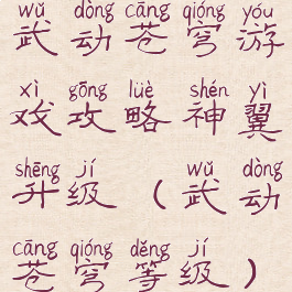 武动苍穹游戏攻略神翼升级(武动苍穹等级)