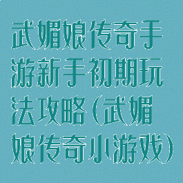 武媚娘传奇手游新手初期玩法攻略(武媚娘传奇小游戏)