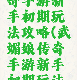 武媚娘传奇手游新手初期玩法攻略(武媚娘传奇手游新手初期玩法攻略视频)