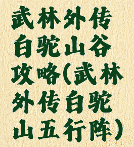 武林外传白驼山谷攻略(武林外传白驼山五行阵)