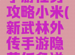 武林外传手游任务攻略小米(新武林外传手游隐藏任务详解)