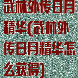 武林外传日月精华(武林外传日月精华怎么获得)