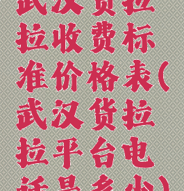 武汉货拉拉收费标准价格表(武汉货拉拉平台电话是多少)