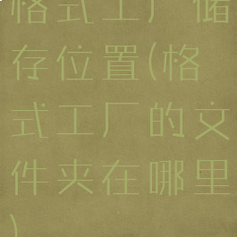 格式工厂储存位置(格式工厂的文件夹在哪里)