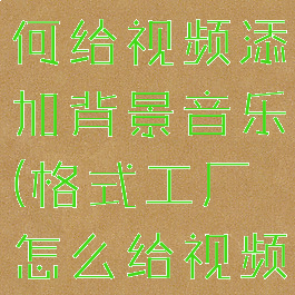 格式工厂如何给视频添加背景音乐(格式工厂怎么给视频加音乐)