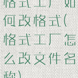 格式工厂如何改格式(格式工厂怎么改文件名称)