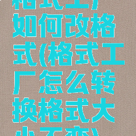 格式工厂如何改格式(格式工厂怎么转换格式大小不变)