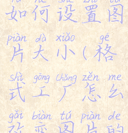 格式工厂如何设置图片大小(格式工厂怎么改变图片的大小)