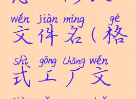 格式工厂怎么修改文件名(格式工厂文件怎么转换)