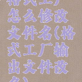 格式工厂怎么修改文件名(格式工厂输出文件改名)