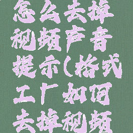 格式工厂怎么去掉视频声音提示(格式工厂如何去掉视频声音)