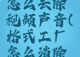 格式工厂怎么去除视频声音(格式工厂怎么消除视频声音)