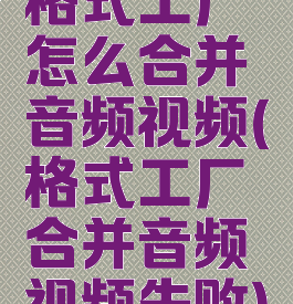 格式工厂怎么合并音频视频(格式工厂合并音频视频失败)
