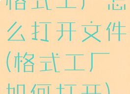 格式工厂怎么打开文件(格式工厂如何打开)