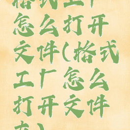 格式工厂怎么打开文件(格式工厂怎么打开文件夹)