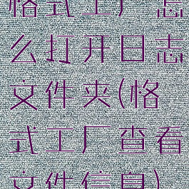 格式工厂怎么打开日志文件夹(格式工厂查看文件信息)