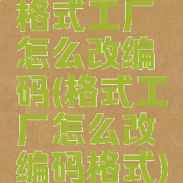 格式工厂怎么改编码(格式工厂怎么改编码格式)