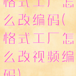 格式工厂怎么改编码(格式工厂怎么改视频编码)