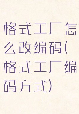 格式工厂怎么改编码(格式工厂编码方式)