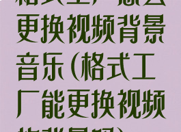 格式工厂怎么更换视频背景音乐(格式工厂能更换视频的背景吗)