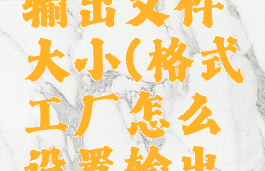 格式工厂怎么设置输出文件大小(格式工厂怎么设置输出文件大小呢)