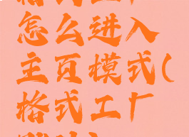 格式工厂怎么进入主页模式(格式工厂默认)