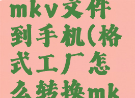 格式工厂怎么转换mkv文件到手机(格式工厂怎么转换mkv文件到手机里)