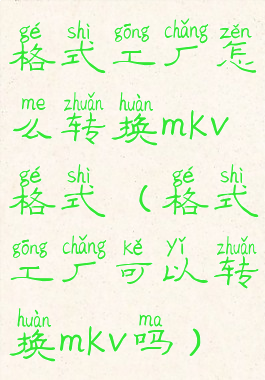 格式工厂怎么转换mkv格式(格式工厂可以转换mkv吗)