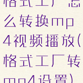 格式工厂怎么转换mp4视频播放(格式工厂转mp4设置)