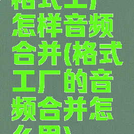 格式工厂怎样音频合并(格式工厂的音频合并怎么用)