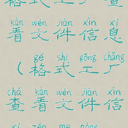 格式工厂查看文件信息(格式工厂查看文件信息怎么弄)