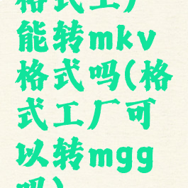 格式工厂能转mkv格式吗(格式工厂可以转mgg吗)