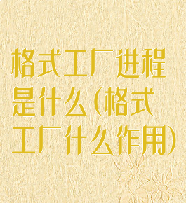 格式工厂进程是什么(格式工厂什么作用)