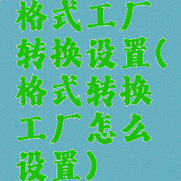 格式工厂转换设置(格式转换工厂怎么设置)