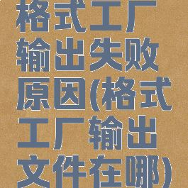 格式工厂输出失败原因(格式工厂输出文件在哪)