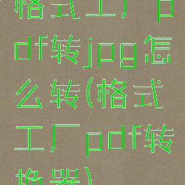 格式工厂pdf转jpg怎么转(格式工厂pdf转换器)