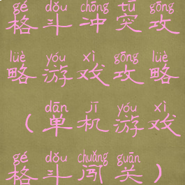 格斗冲突攻略游戏攻略(单机游戏格斗闯关)