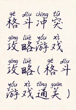 格斗冲突攻略游戏攻略(格斗游戏通关)