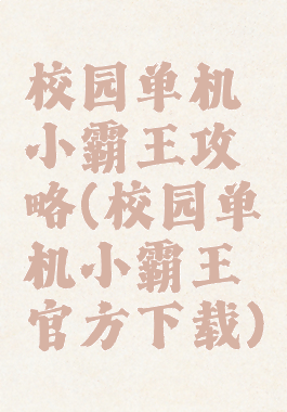 校园单机小霸王攻略(校园单机小霸王官方下载)