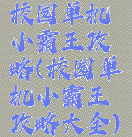 校园单机小霸王攻略(校园单机小霸王攻略大全)