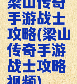 梁山传奇手游战士攻略(梁山传奇手游战士攻略视频)