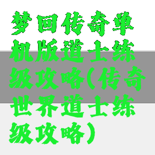 梦回传奇单机版道士练级攻略(传奇世界道士练级攻略)