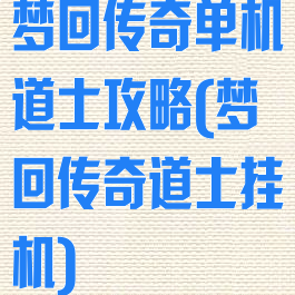 梦回传奇单机道士攻略(梦回传奇道士挂机)