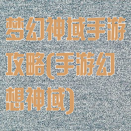 梦幻神域手游攻略(手游幻想神域)