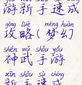 梦幻神武手游新手速成攻略(梦幻神武手游新手速成攻略视频)