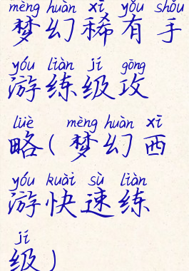 梦幻稀有手游练级攻略(梦幻西游快速练级)