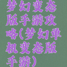 梦幻变态版手游攻略(梦幻单机变态版手游)